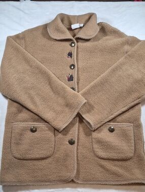 Cozy Tan Teddy Jacket with Button Front